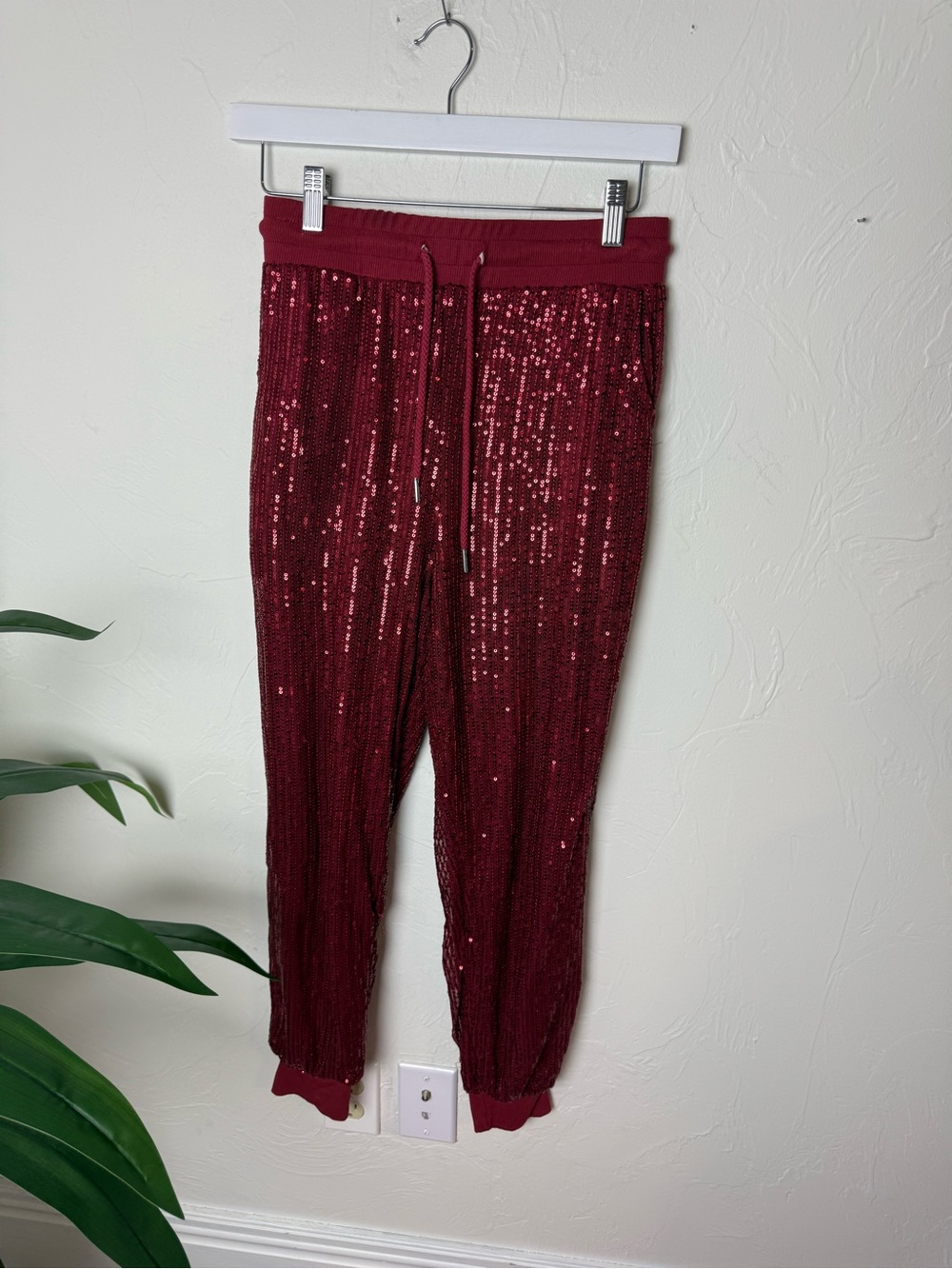 Burgundy Sequin Joggers